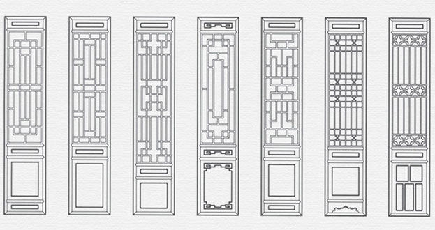 溧阳常用中式仿古花窗图案隔断设计图